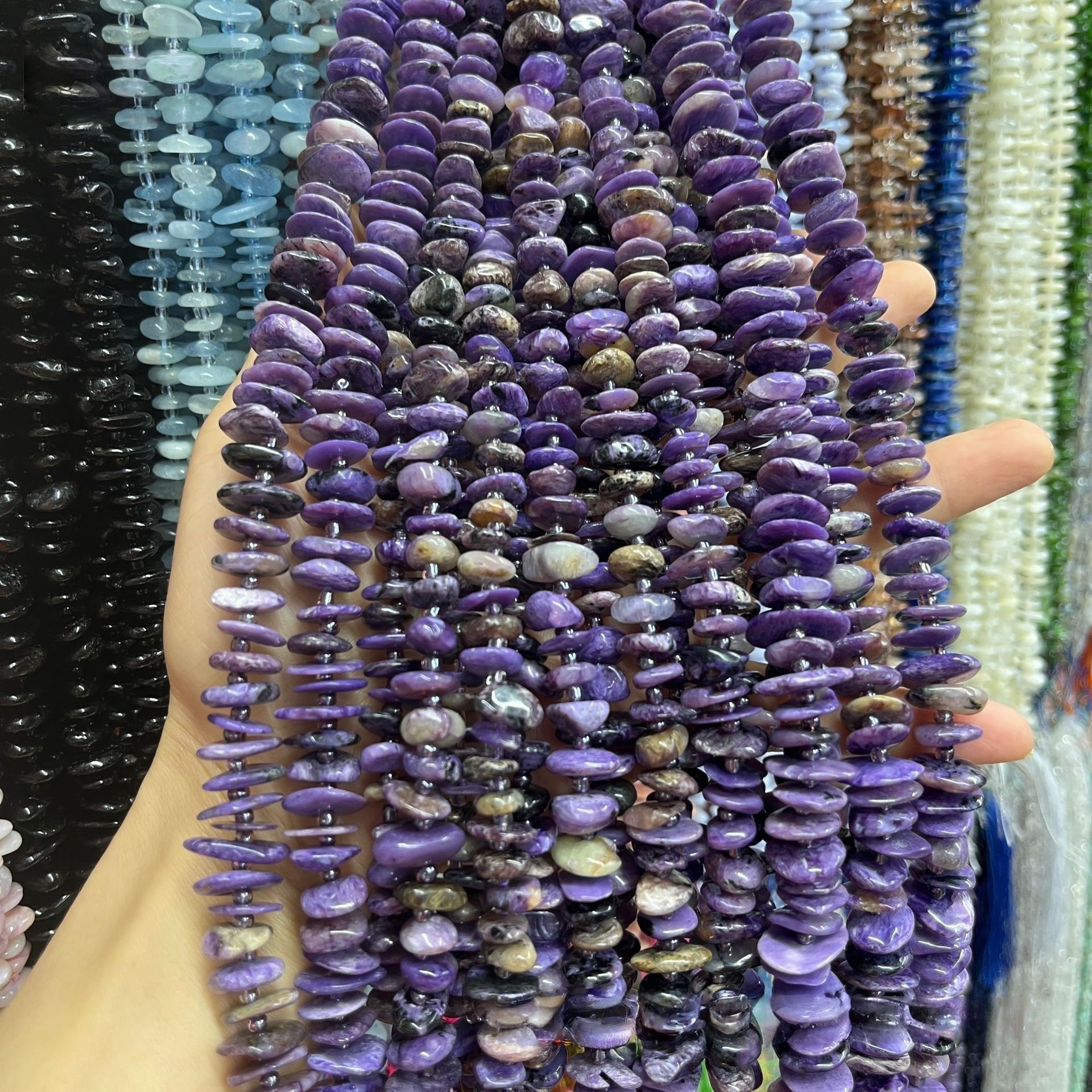 MYA3765--Natural Charoite Irregular Shaped Beads