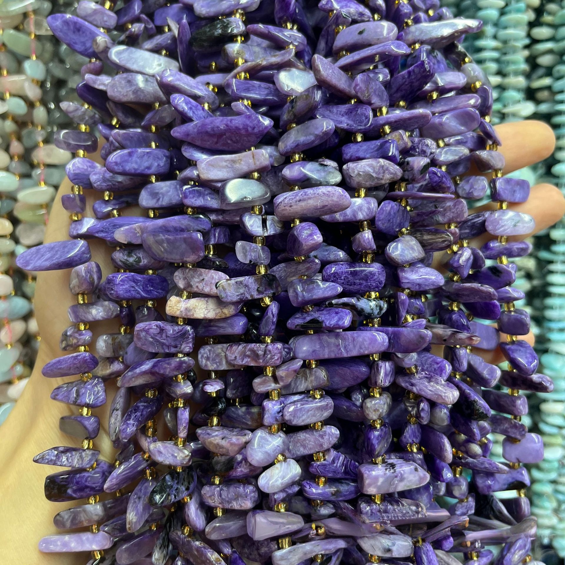 MYA3765--Natural Charoite Irregular Shaped Beads