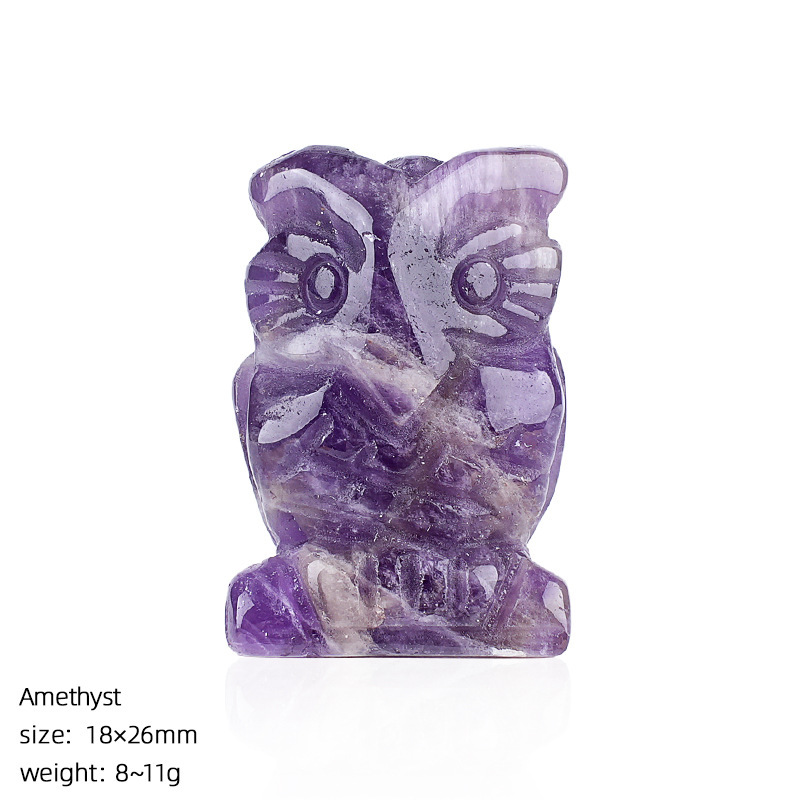 1-inch Natural Stone Crystal Owl Ornament