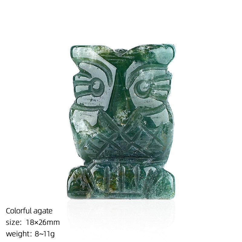 1-inch Natural Stone Crystal Owl Ornament