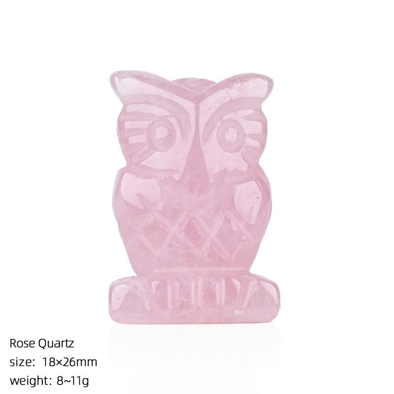 1-inch Natural Stone Crystal Owl Ornament