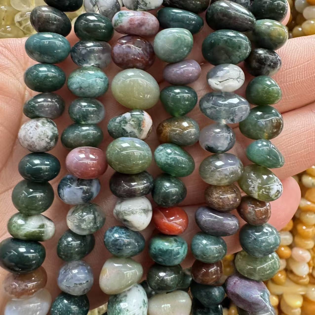 MYA4209--10-12mm Natural Indian Agate Irregular Medium Hole Beads