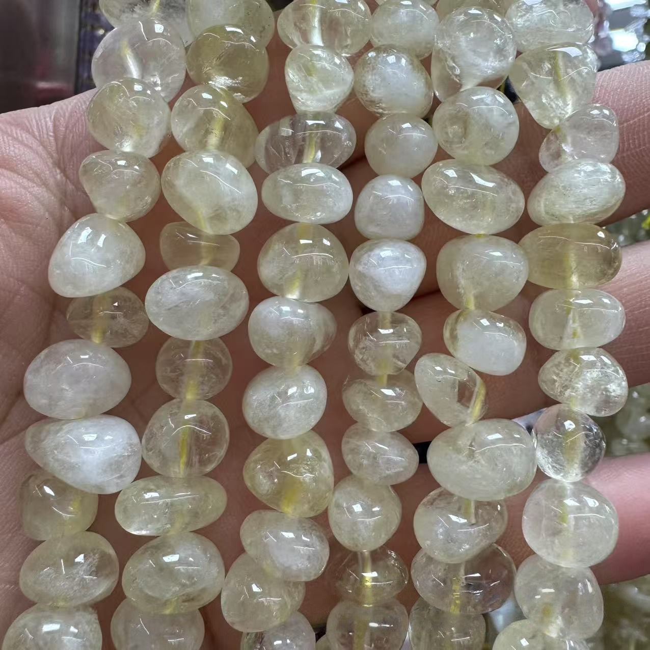 MYA4210--10-12mm Natural Lemon Quartz Irregular Medium Hole Beads
