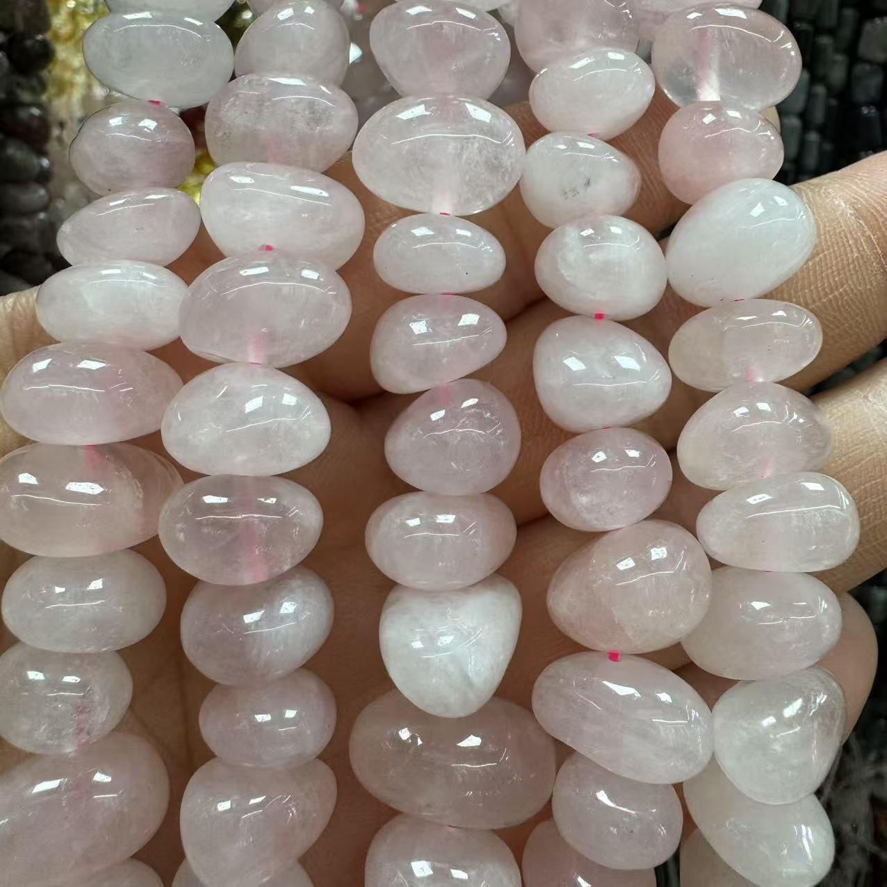 MYA4211--10-12mm Natural Rose Quartz Irregular Medium Hole Beads