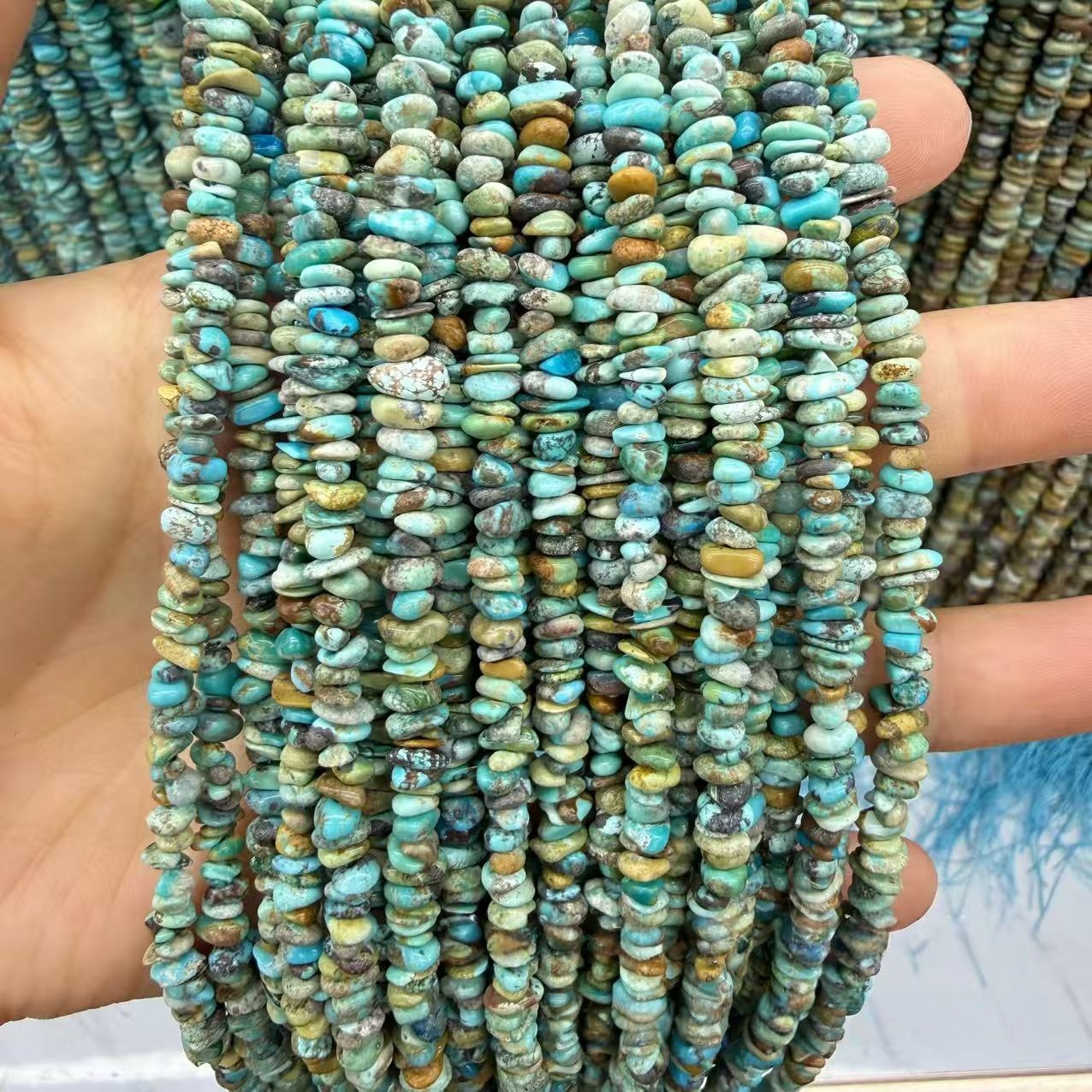 MYA4288--4-9mm Natural Hubei Turquoise Irregular Flat Beads