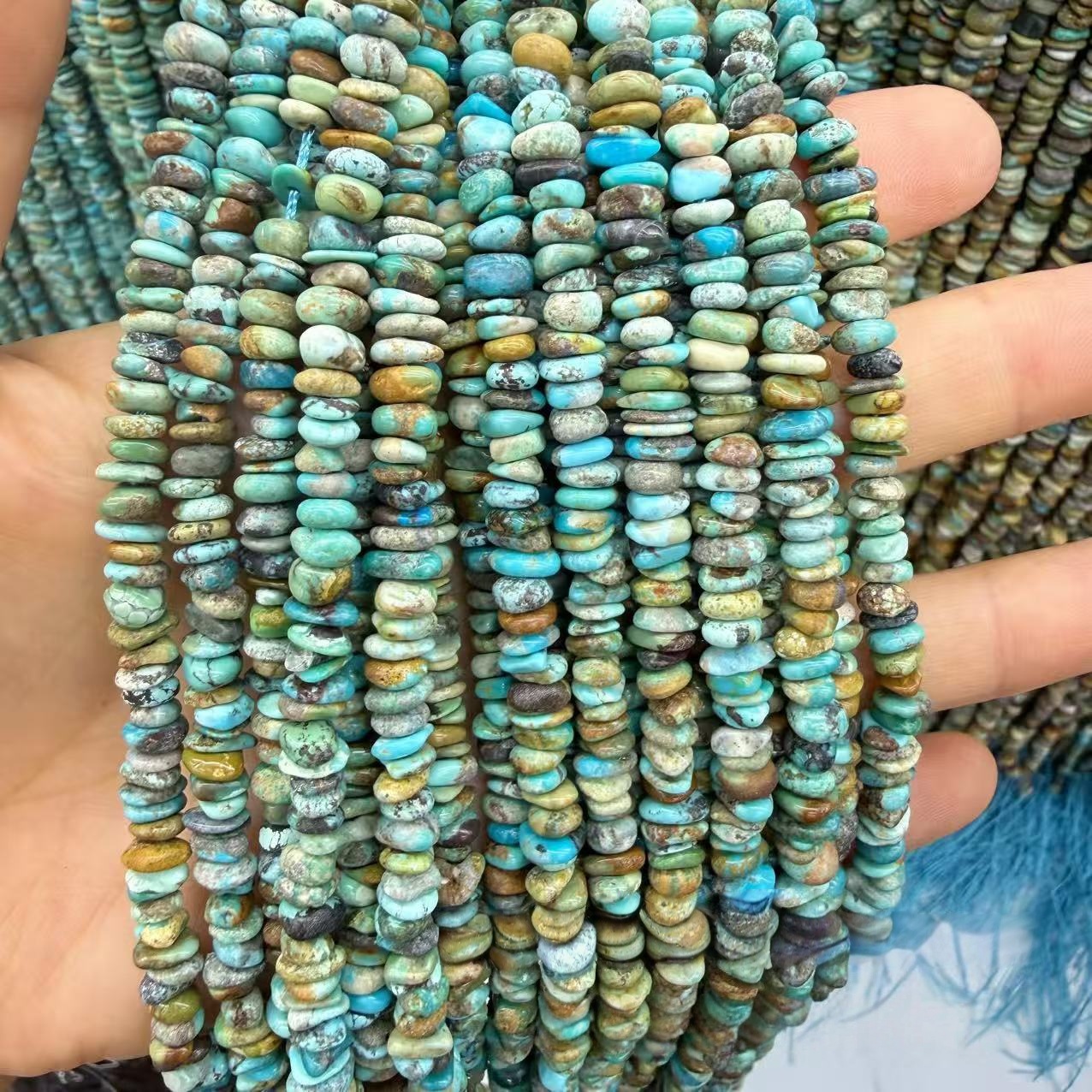 MYA4288--4-9mm Natural Hubei Turquoise Irregular Flat Beads