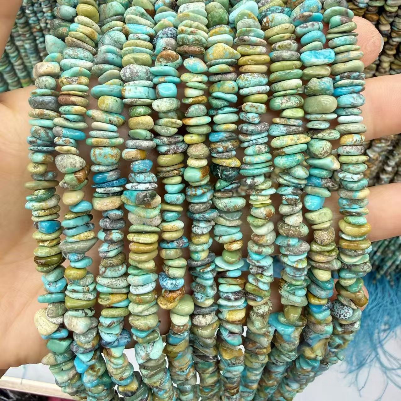 MYA4288--4-9mm Natural Hubei Turquoise Irregular Flat Beads
