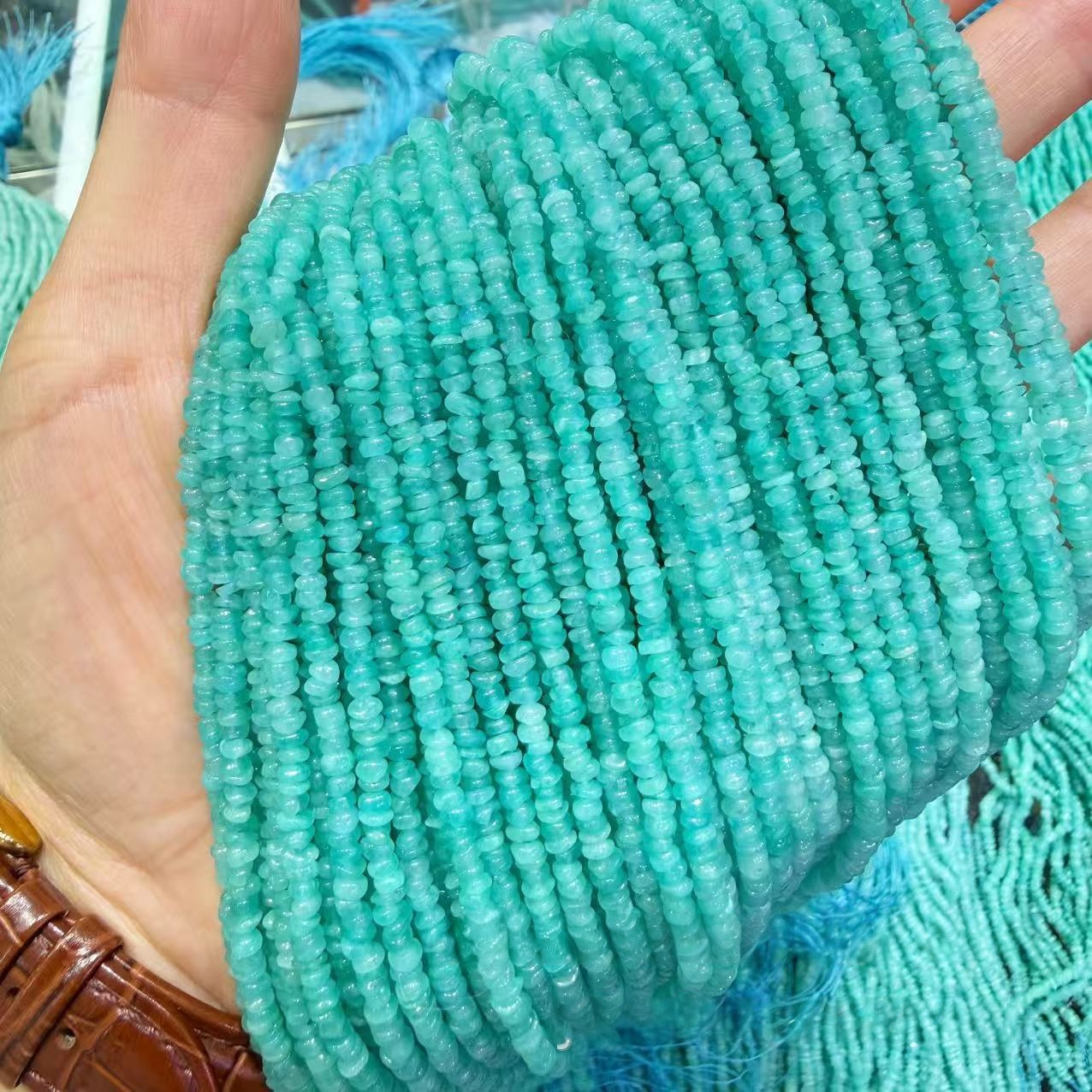 MYA4317--1.5x3.5mm Natural Amazonite Irregular Flat Beads