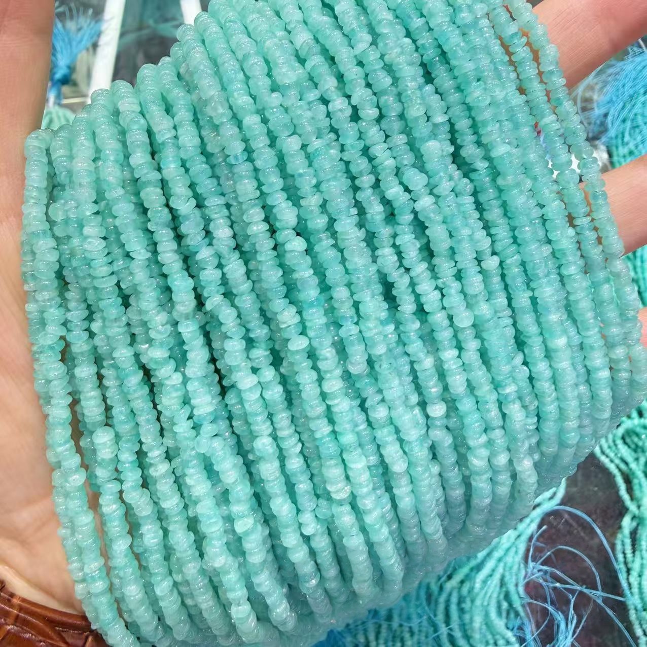 MYA4317--1.5x3.5mm Natural Amazonite Irregular Flat Beads