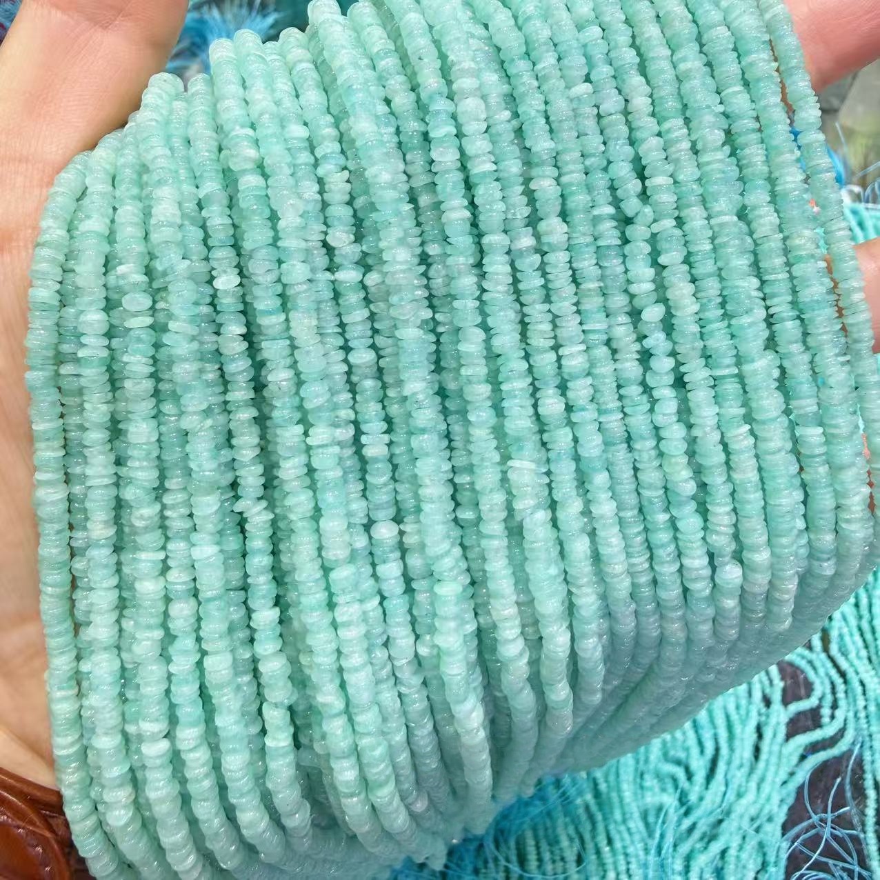 MYA4317--1.5x3.5mm Natural Amazonite Irregular Flat Beads