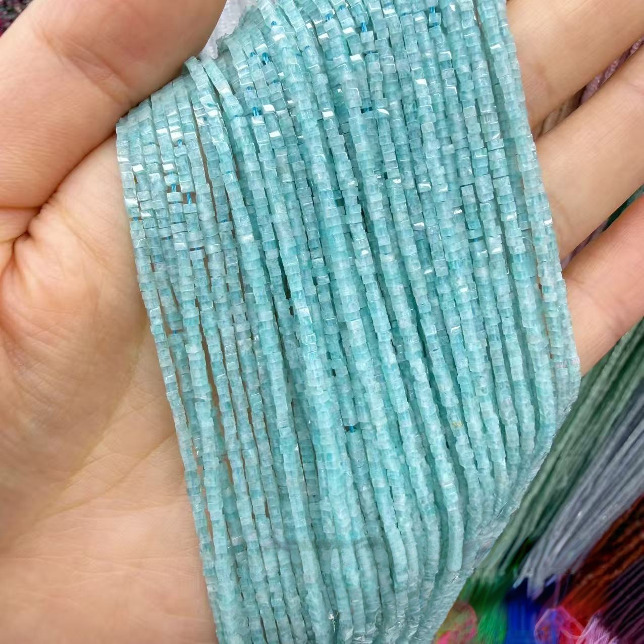 MYA4317--1.5x3.5mm Natural Amazonite Irregular Flat Beads