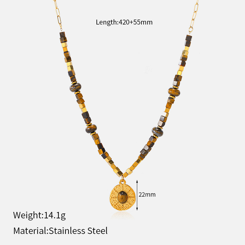 Vintage stainless steel tiger's eye necklace