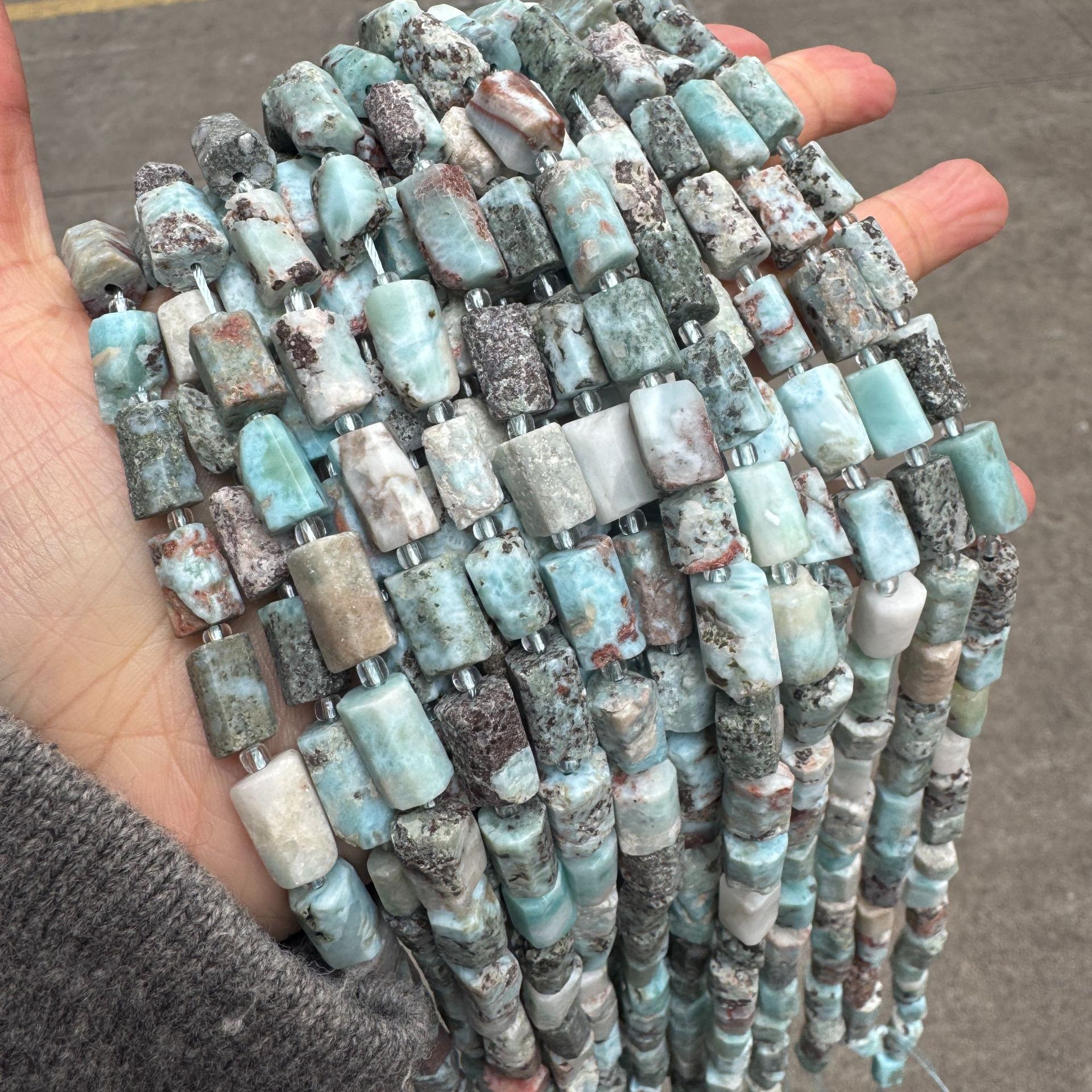 MYA4333--8*11-14mm Natural Larimar Rough Round Irregular Beads