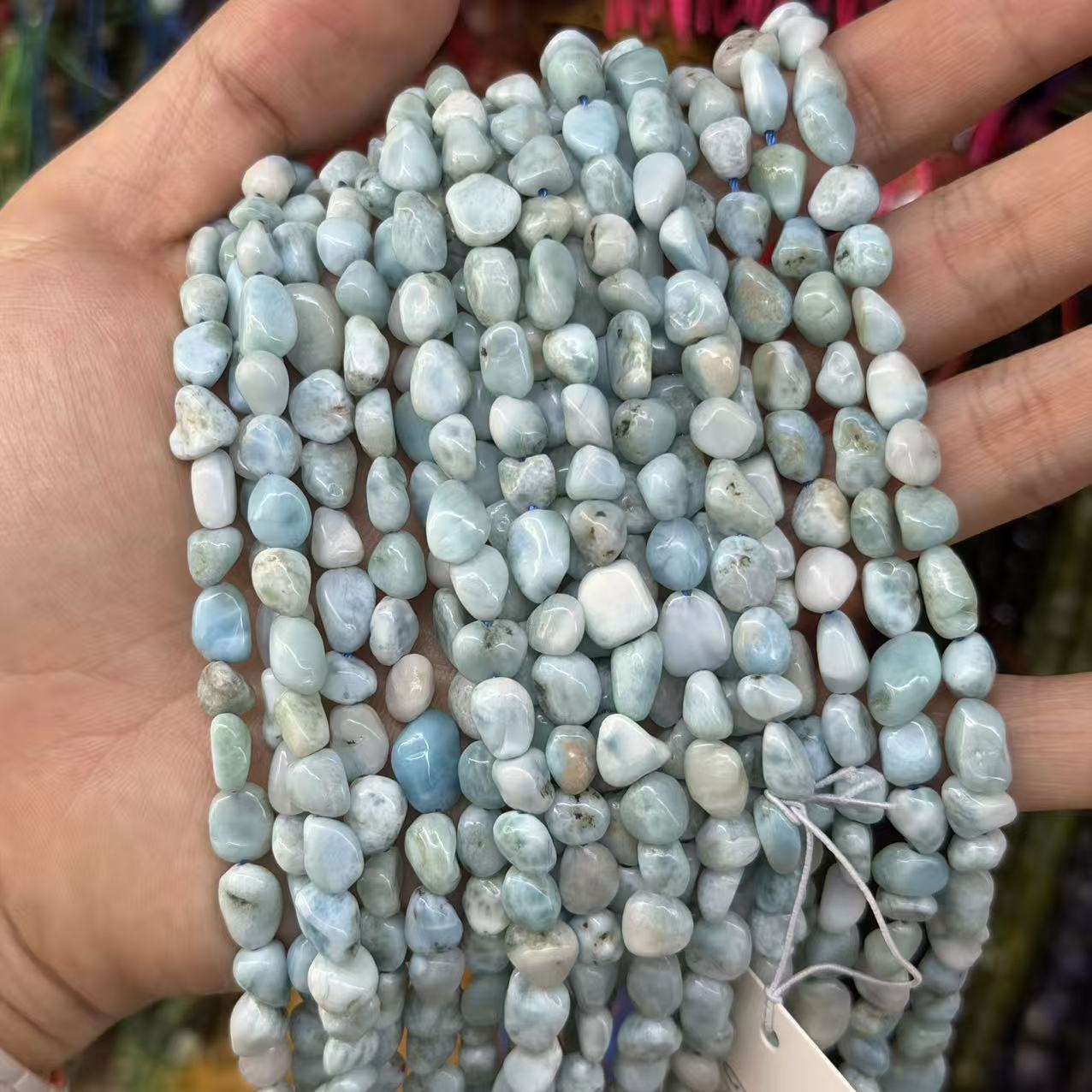 MYA4334--6*8mm Natural Larimar Rough Irregular Beads