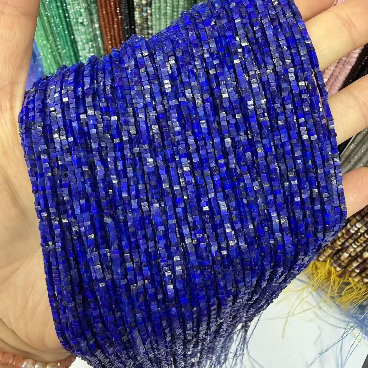 MYA4339--1.2x1.7mm Natural Lapis Lazuli Square Spacer Beads