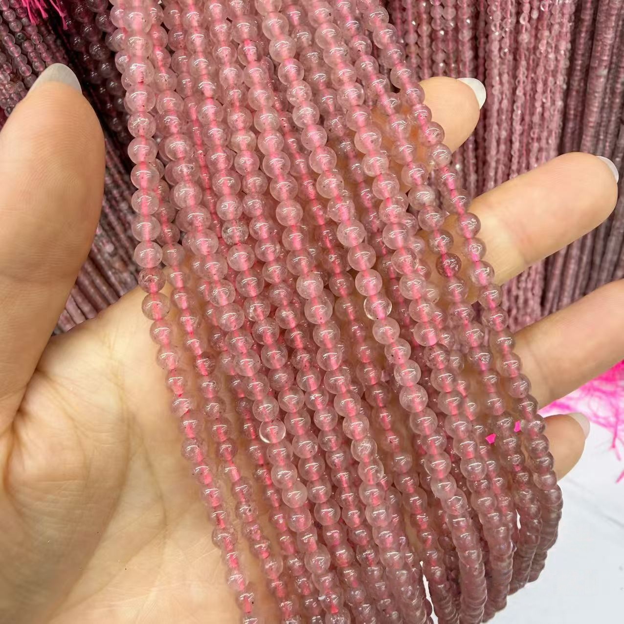 MYA4418--2-3mm Natural Strawberry Quartz Round Beads
