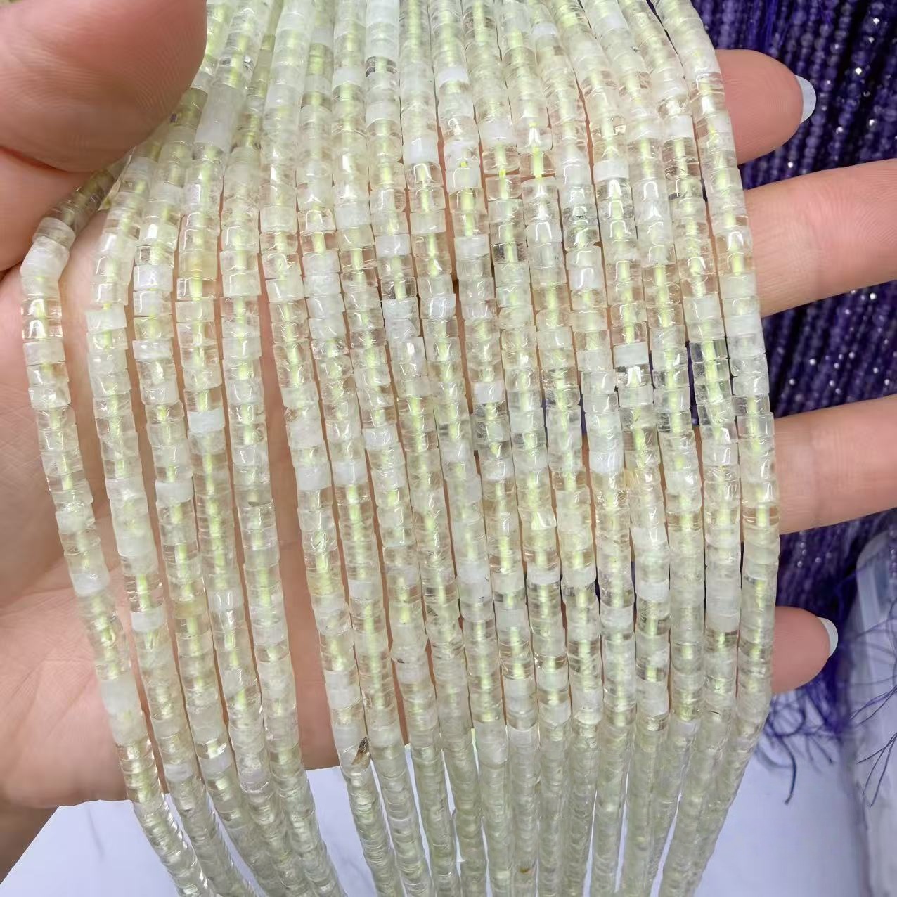 MYA4408--2x4mm Natural Lemon Quartz Round/Square Slices