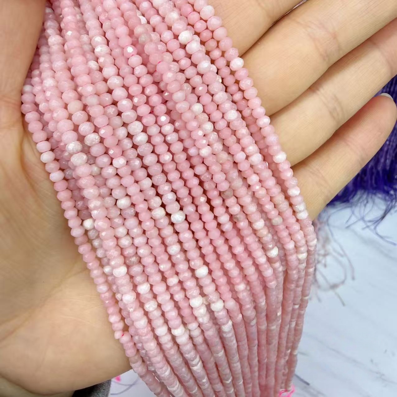 MYA4410--2x3-4x6mm Natural Pink Opal Faceted Abacus Beads