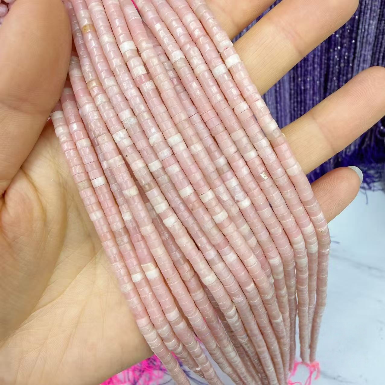 MYA4412--2x3/2x4/3x6mm Natural Pink Opal Round Sheets