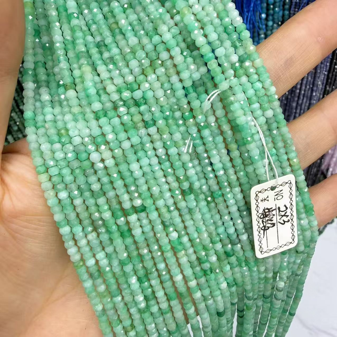 MYA4444--Natural Emerald Faceted Abacus Beads