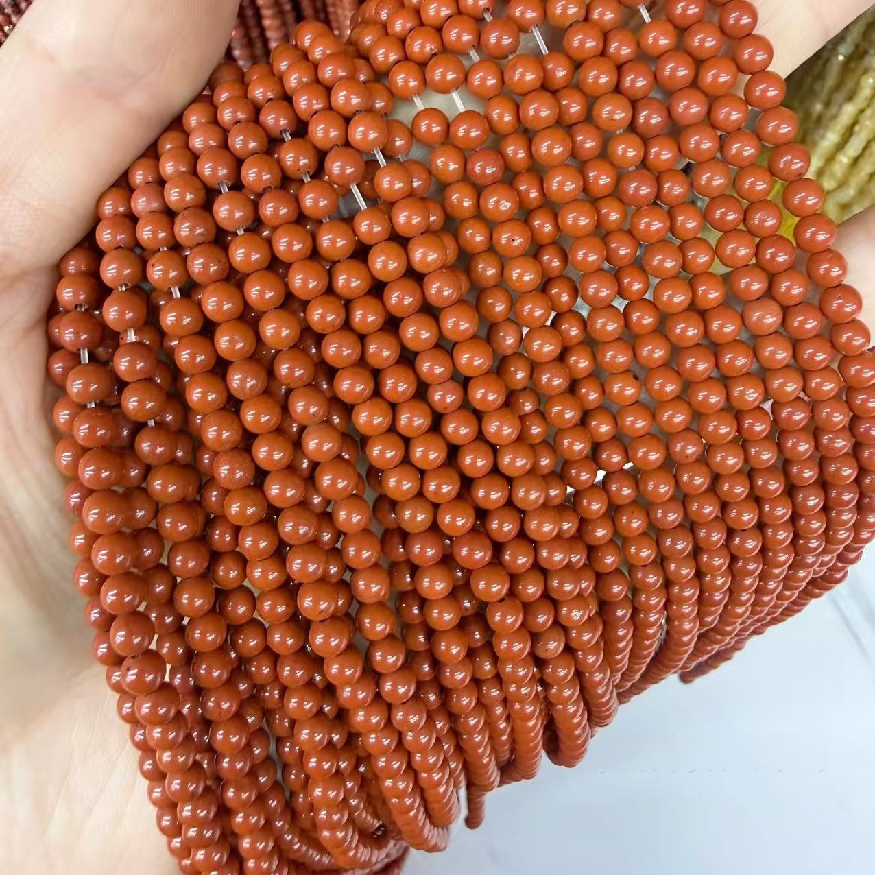 MYA4458--2-3mm Natural Red Jasper Round Beads