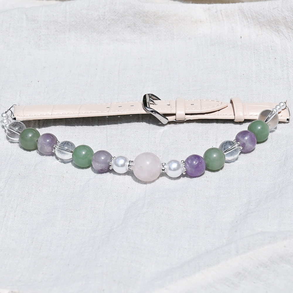 MYA4479--Natural Crystal Healing Crystal Pet PU Leather Collar