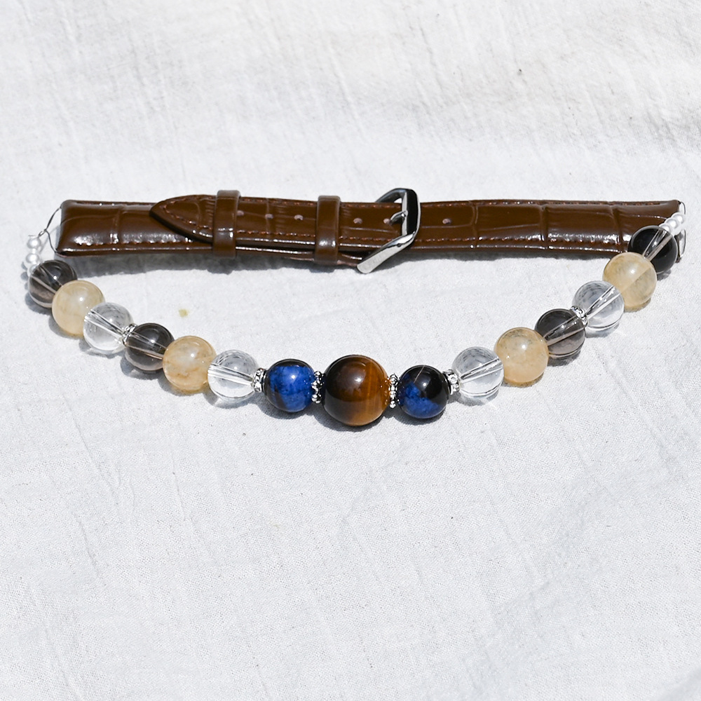 MYA4479--Natural Crystal Healing Crystal Pet PU Leather Collar