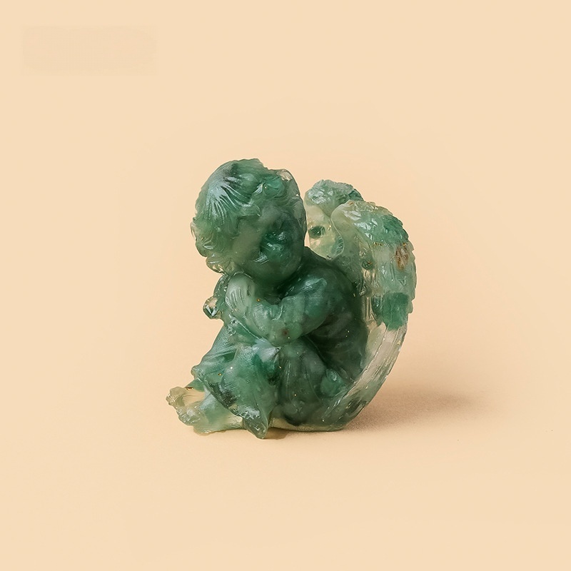 MYR1699--Natural crystal resin crushed stone seated angel