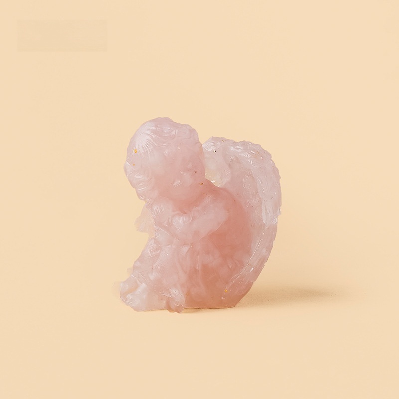 MYR1699--Natural crystal resin crushed stone seated angel