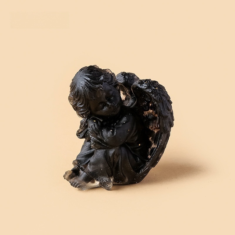 MYR1699--Natural crystal resin crushed stone seated angel