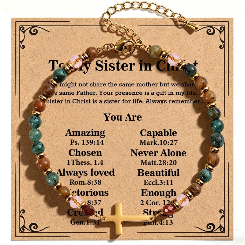 MYK5926-4mm African Turquoise Matrix Cross Pendant Bracelet
