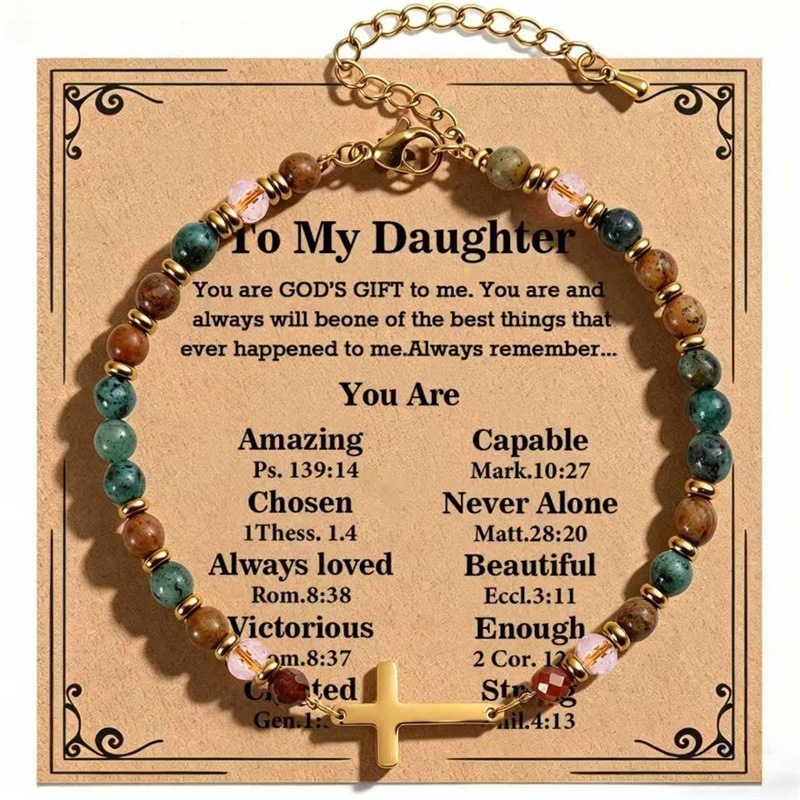 MYK5926-4mm African Turquoise Matrix Cross Pendant Bracelet