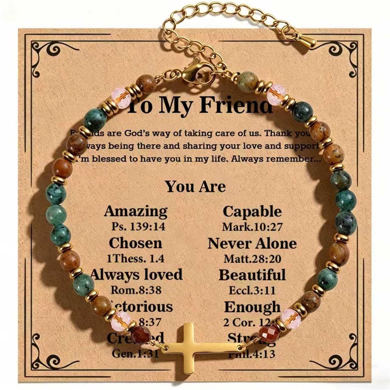 MYK5926-4mm African Turquoise Matrix Cross Pendant Bracelet