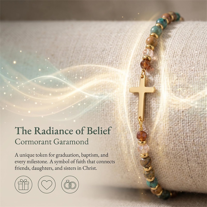 MYK5926-4mm African Turquoise Matrix Cross Pendant Bracelet