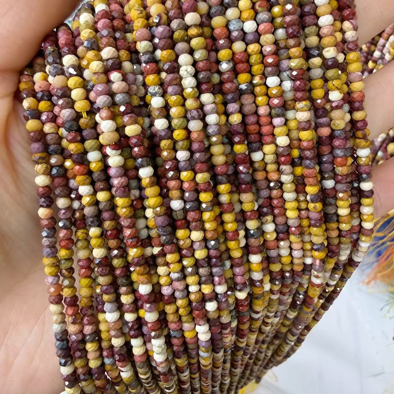 MYA4537--2x3/3x4mm Natural Egg Yolk Stone Faceted Abacus Beads