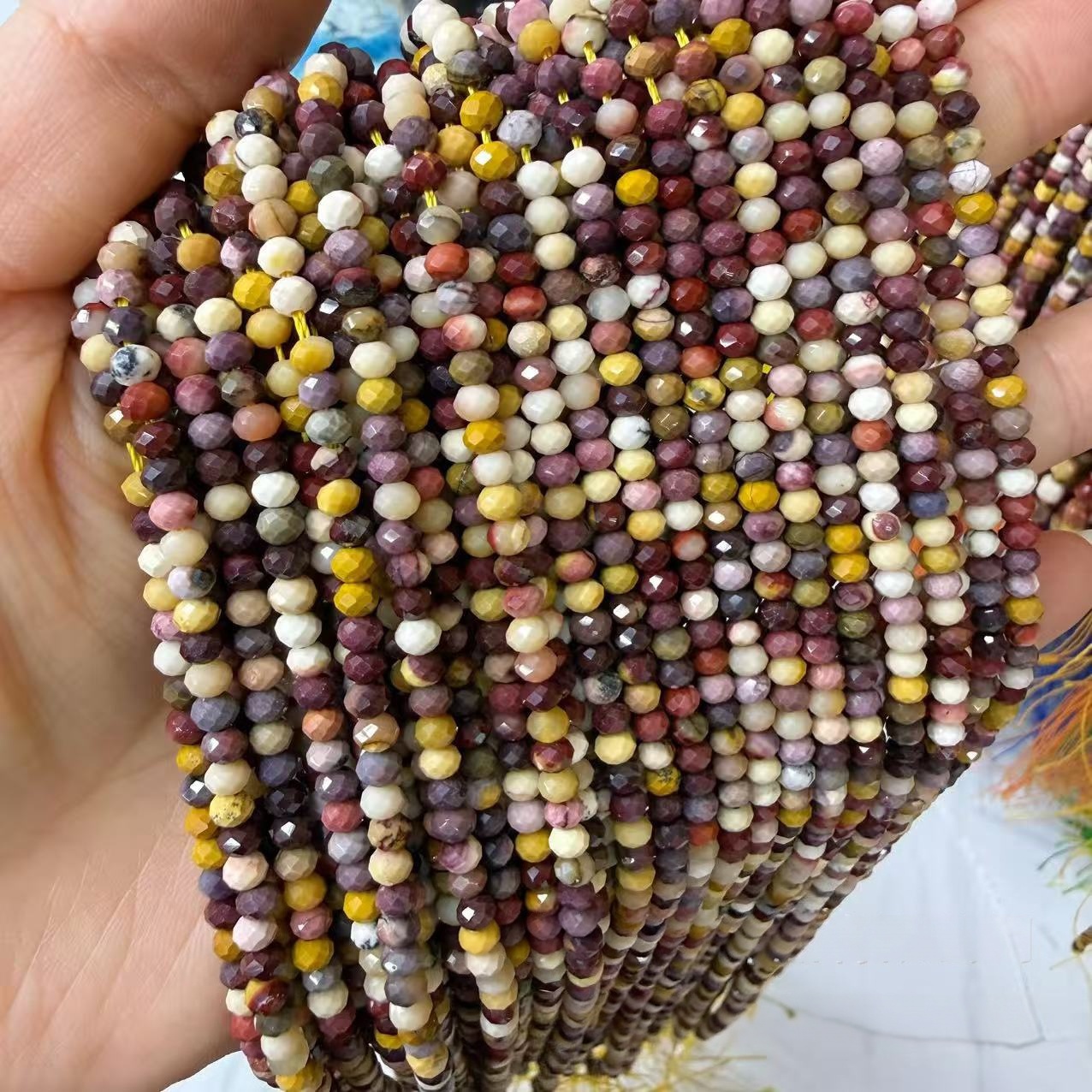 MYA4537--2x3/3x4mm Natural Egg Yolk Stone Faceted Abacus Beads
