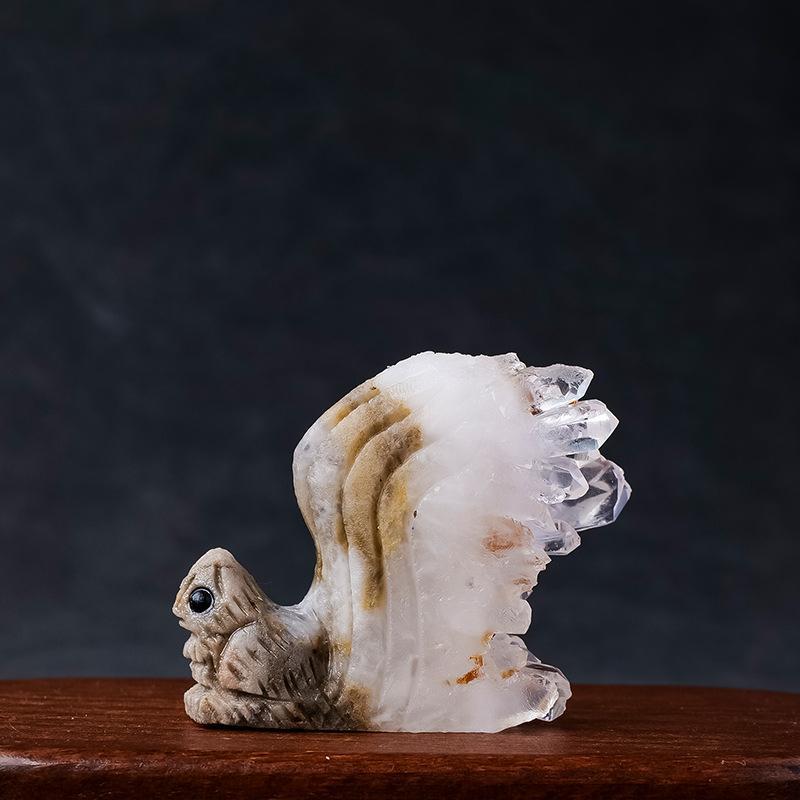 Natural Clear Quartz Crystal Cluster Squirrel Ornament