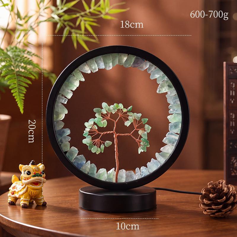 Natural Crystal Raw Stone 3-Color Adjustable Green Fluorite LED Night Light