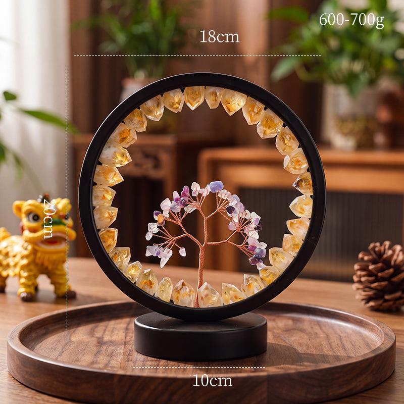 Natural Crystal Raw Stone 3-Color Adjustable Citrine Tooth LED Night Light