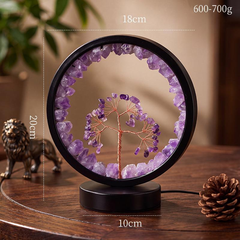 Natural Crystal Raw Stone 3-Color Adjustable Amethyst Tooth LED Night Light