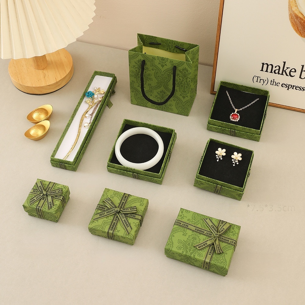 MYA4571--Classic green bow jewelry box packaging