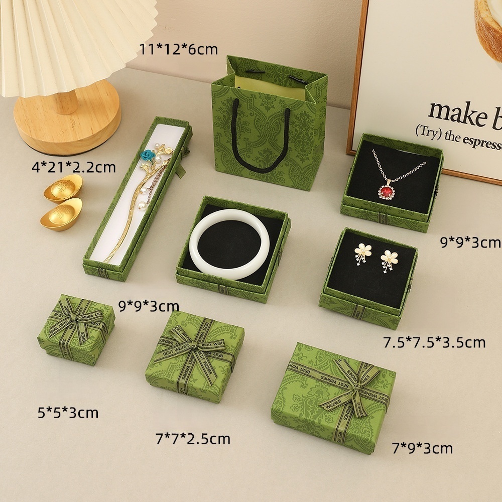MYA4571--Classic green bow jewelry box packaging