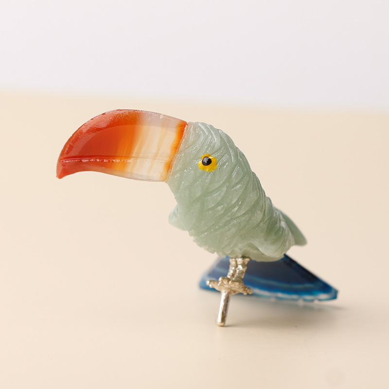 Natural Crystal Parrot Hand-carved Home Decor