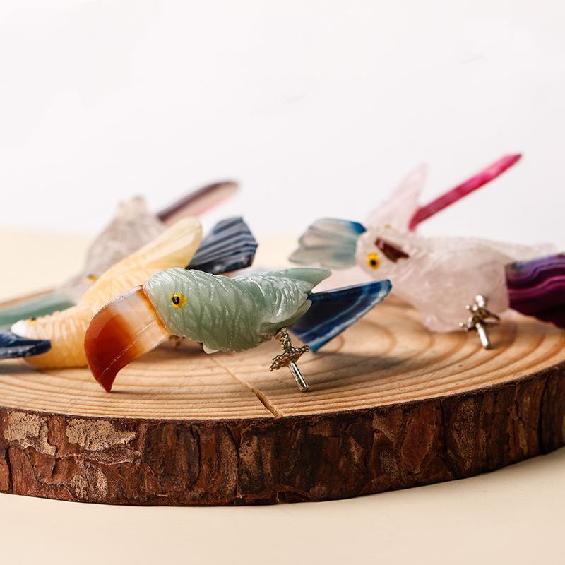 Natural Crystal Parrot Hand-carved Home Decor