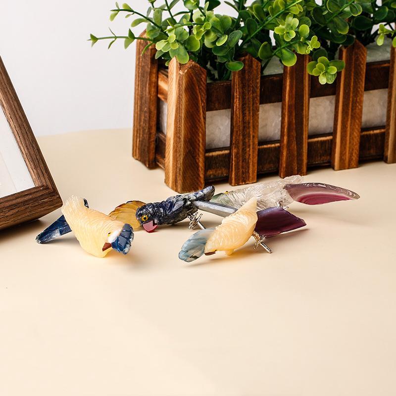Natural Crystal Parrot Hand-carved Home Decor