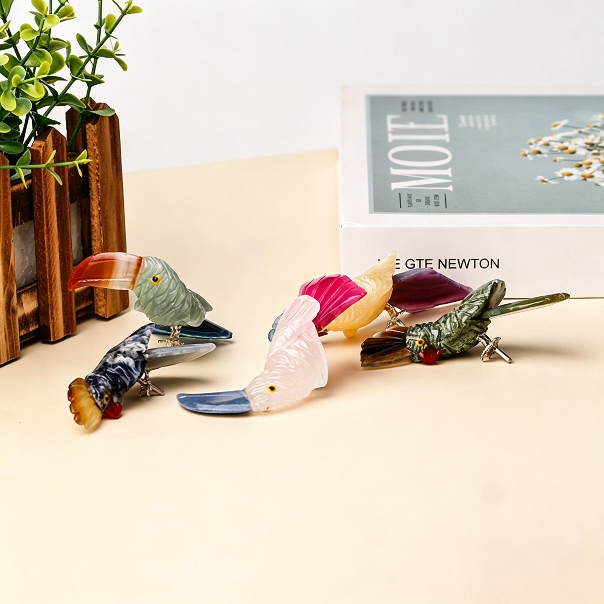 Natural Crystal Parrot Hand-carved Home Decor
