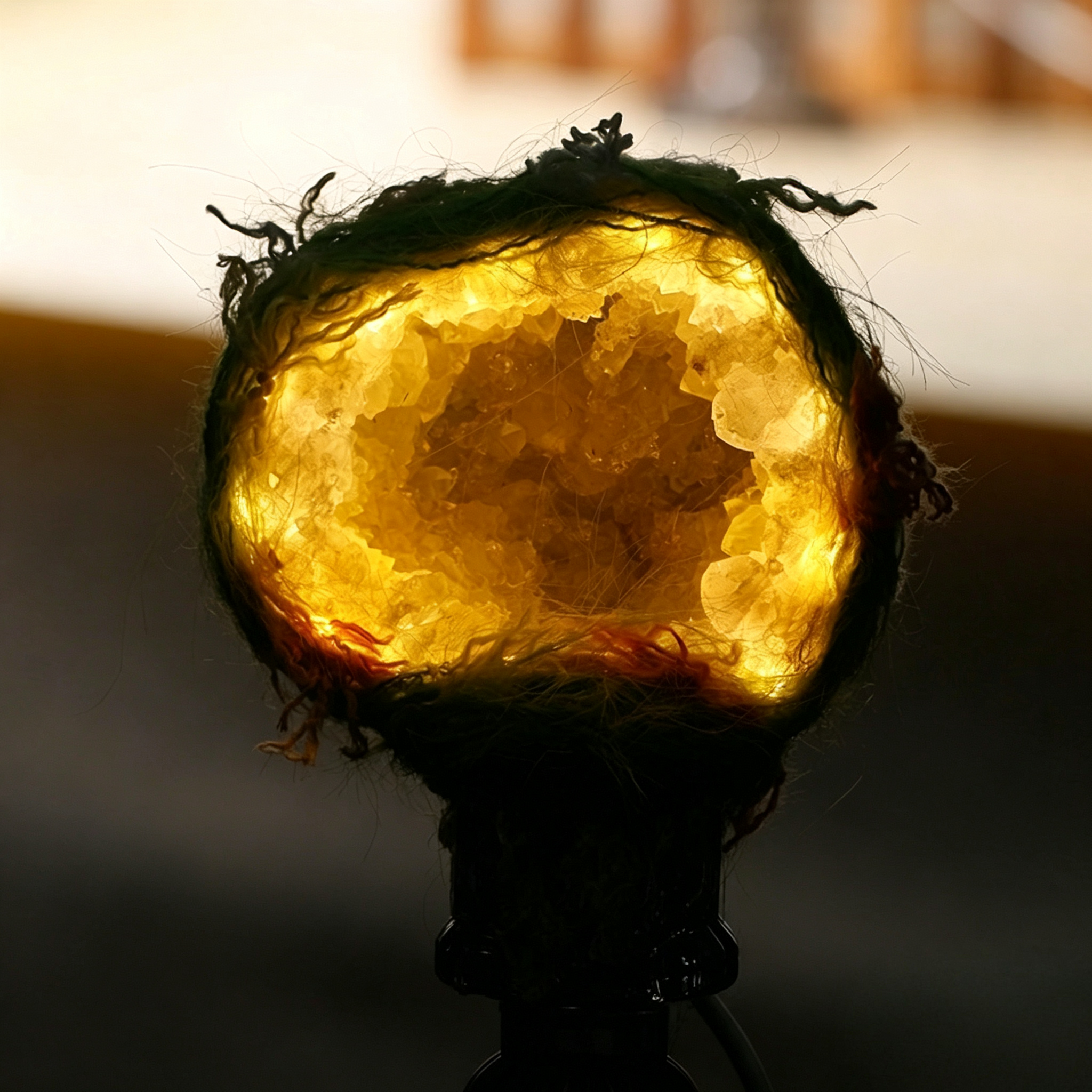 Crystal Cluster Colorful Light Ornament with Retro Glass Base Night Light