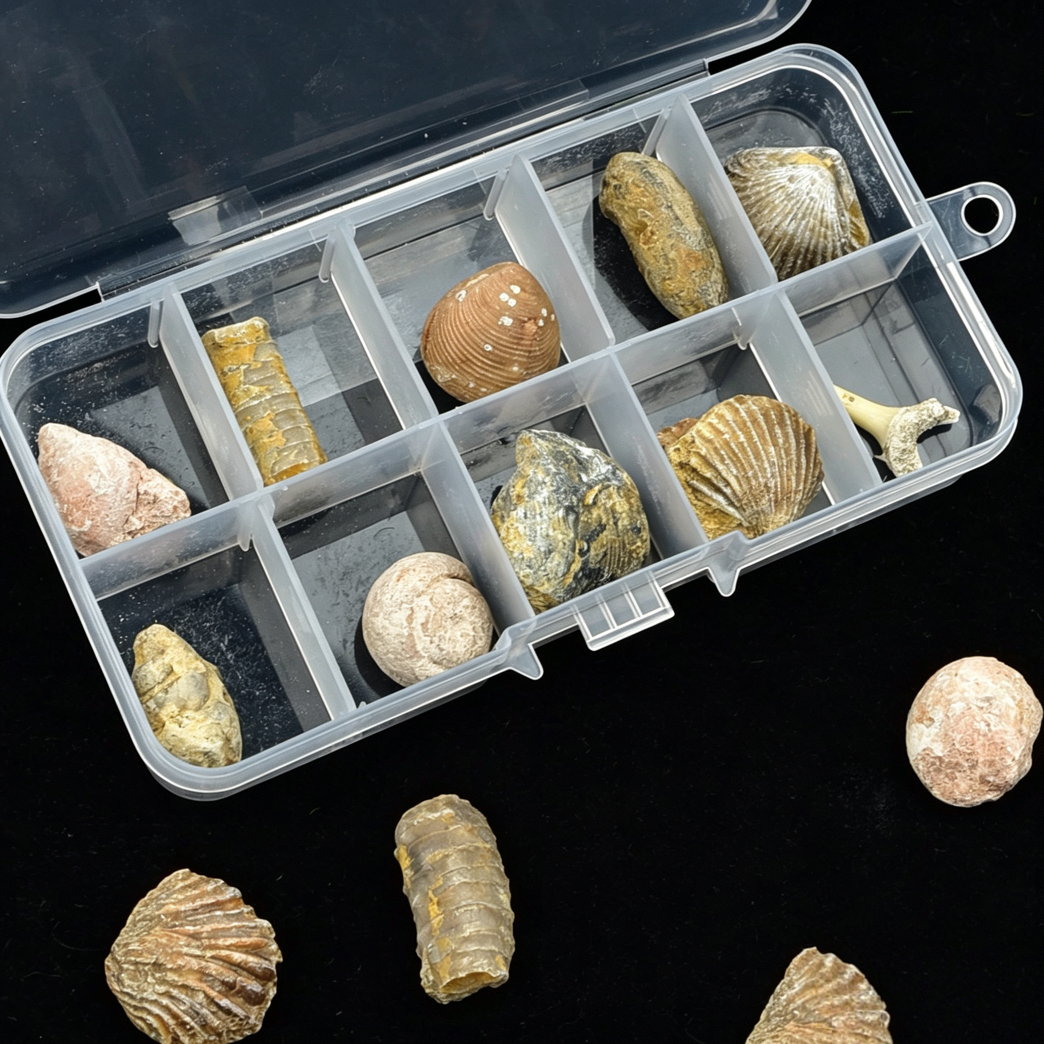 10 Types of Natural Fossil Specimens Box