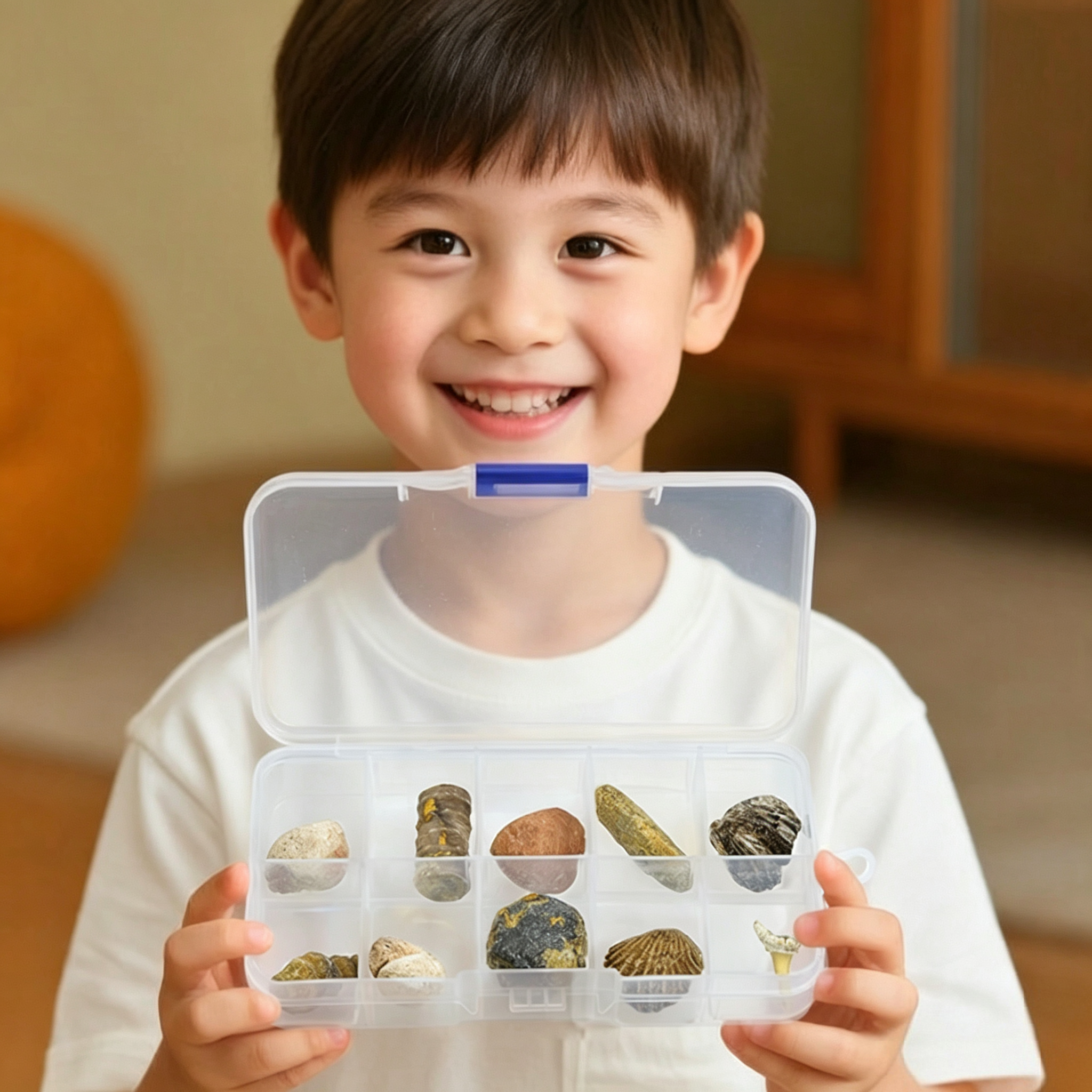 10 Types of Natural Fossil Specimens Box