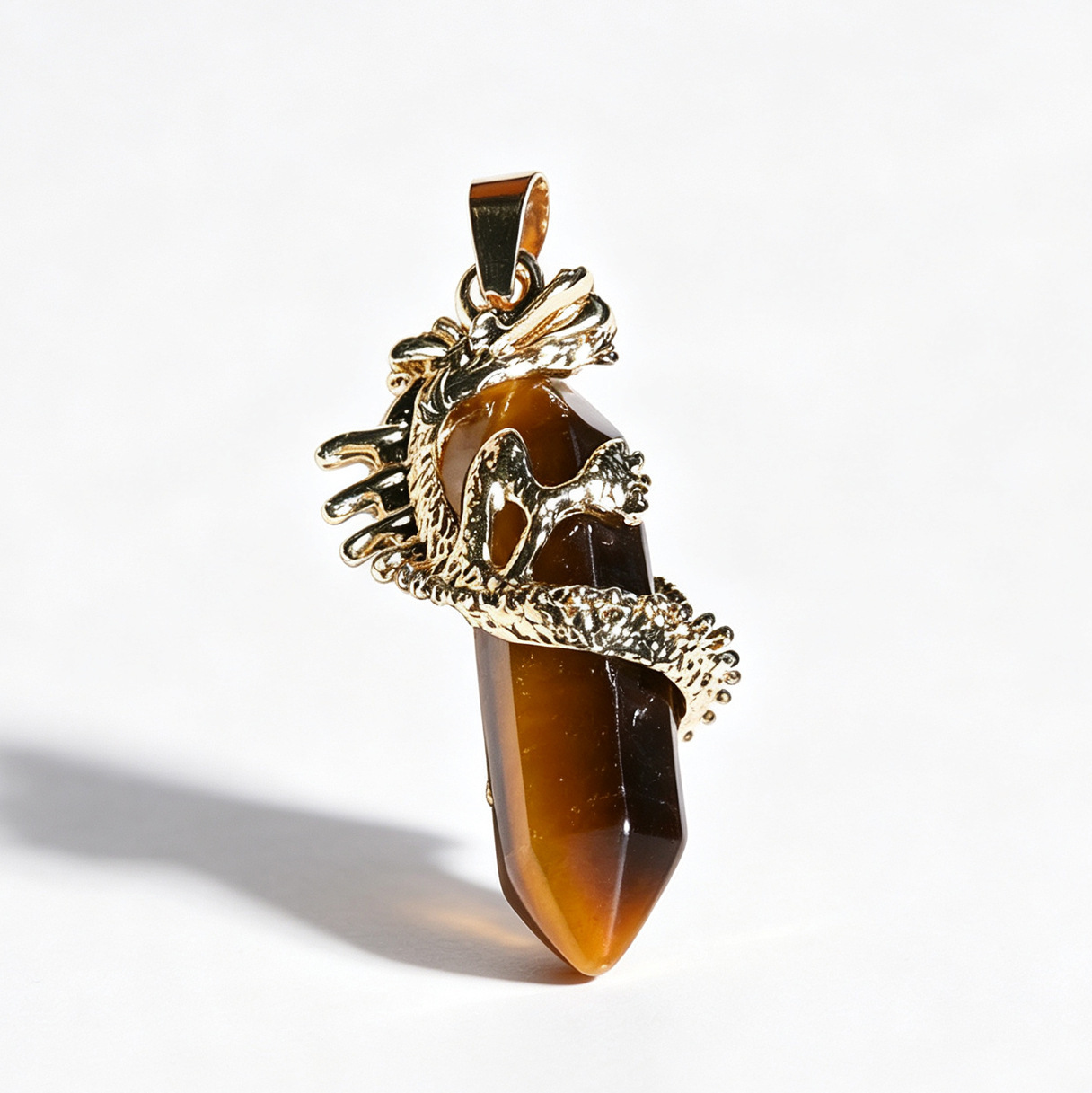 Natural Crystal Dragon Pendant